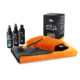 ADBL Exterior Sample Set, includes: professional car shampoo, round detailing brush, microfibre drying towel, detailing mitt and rim iron fallout remover.
