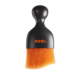 A black, bell-shaped detailing brush with curved, orange bristles at its base.