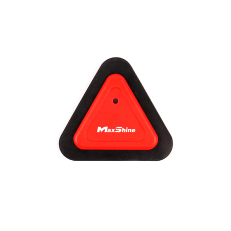 Maxshine Pet Hair Removal Brush with red triangular grip and black rubber edge for removing pet hair from car carpets and upholstery.